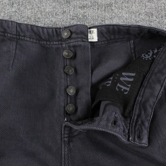 We The Free People Jeans Women 26 Osaka Mid Rise Barrel Crop Gray Baggy Boho Y2K - Picture 4 of 14